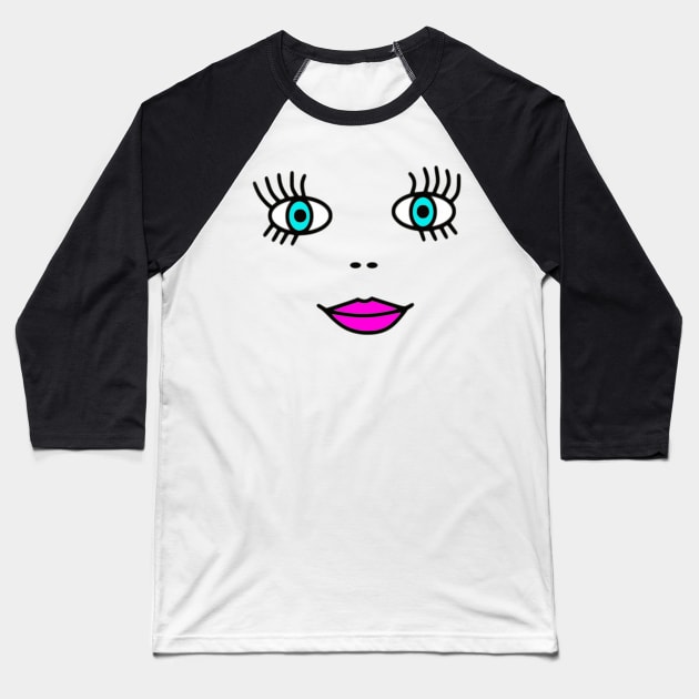 Big Eyed Face Baseball T-Shirt by Michelle Le Grand